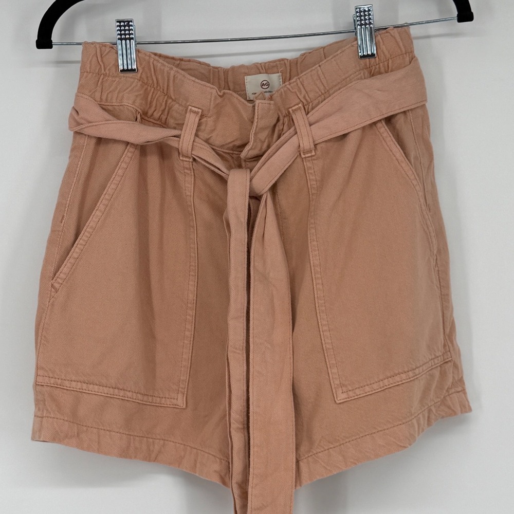 AG Adriano Goldschmied Paperbag Waist Belted Utility Shorts 27R 28" Waist